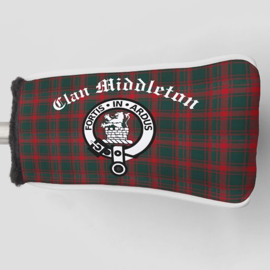 Clan Middleton Wappen Abzeichen und Tartan Golf Headcover (Vorderseite)