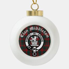 Clan Middleton Wappen Abzeichen und Tartan Keramik Kugel-Ornament