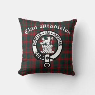Clan Middleton Wappen Abzeichen und Tartan Kissen