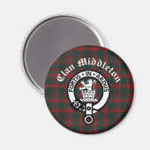 Clan Middleton Wappen Abzeichen und Tartan Magnet (Vorderseite/Rückseite)