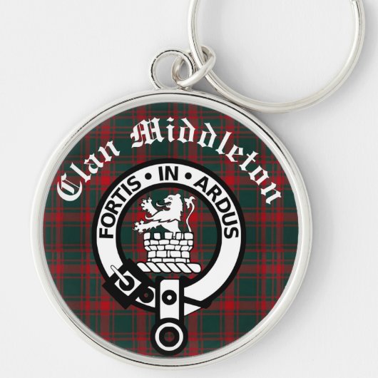 Clan Middleton Wappen Abzeichen und Tartan Schlüsselanhänger (Vorne)