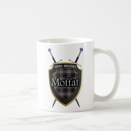 Clan Moffat Tartan-Schild und Schwerter Kaffeetasse (Rechts)