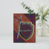 Clan Montgomery Tartan Sword & Shield Postkarte (Stehend Vorderseite)