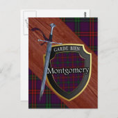Clan Montgomery Tartan Sword & Shield Postkarte (Vorne/Hinten)