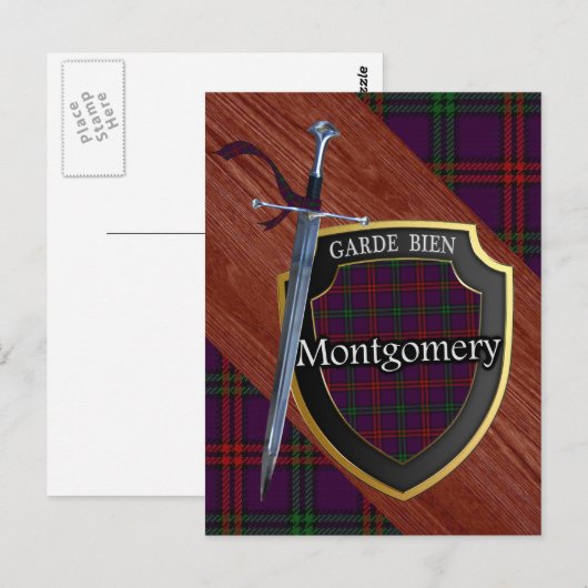 Clan Montgomery Tartan Sword & Shield Postkarte (Vorne/Hinten)