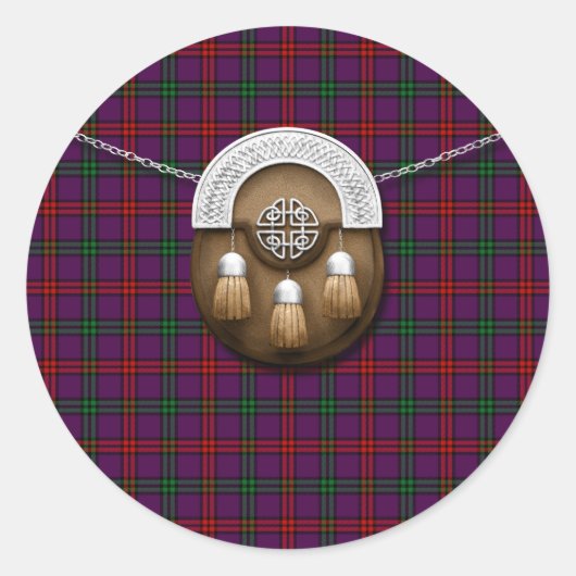 Clan Montgomery Tartan und Sporran Runder Aufkleber (Vorderseite)