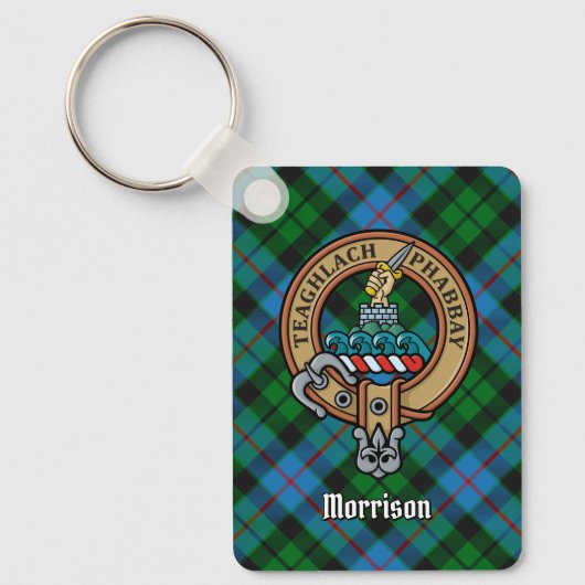 Clan Morrison Crest over Hunting Tartan Keychain Schlüsselanhänger (Vorderseite)