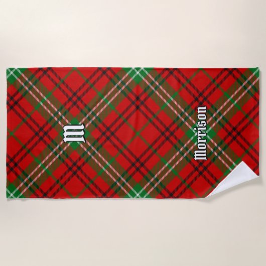 Clan Morrison Red Tartan Beach Towel Strandtuch (Vorderseite)