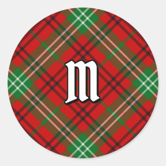 Clan Morrison Red Tartan Classic Round Sticker (Vorderseite)
