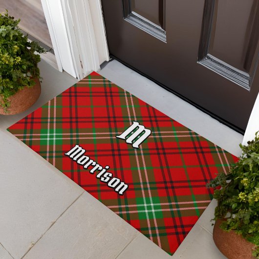 Clan Morrison Red Tartan Doormat Fußmatte