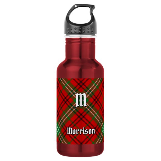 Clan Morrison Red Tartan Edelstahlflasche (Vorderseite)