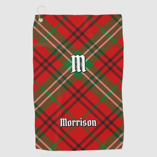 Clan Morrison Red Tartan Golf Towel Golfhandtuch (Vorderseite)