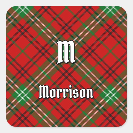 Clan Morrison Red Tartan Square Sticker (Vorderseite)