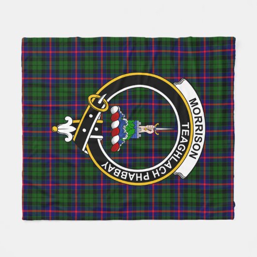 Clan Morrison Tartan Kariert Fleecedecke (Vorderseite (Horizontal))