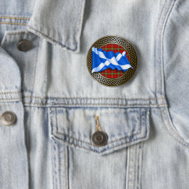Clan Morrison Tartan Knot & Flag Button