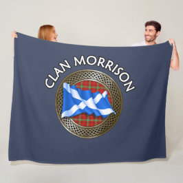 Clan Morrison Tartan Knot & Flag Fleecedecke