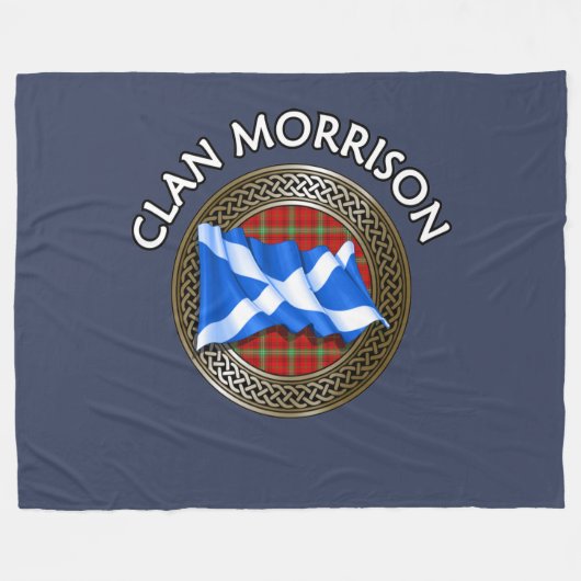 Clan Morrison Tartan Knot & Flag Fleecedecke (Vorderseite (Horizontal))