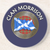 Clan Morrison Tartan Knot & Flag Getränkeuntersetzer (Vorne)