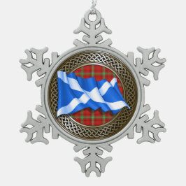 Clan Morrison Tartan Knot & Flag Schneeflocken Zinn-Ornament