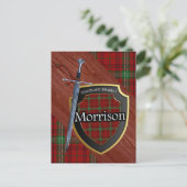 Clan Morrison Tartan Sword & Shield Postkarte (Stehend Vorderseite)