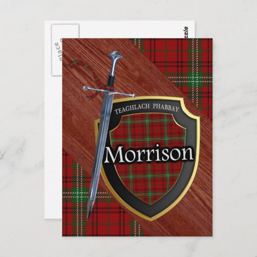 Clan Morrison Tartan Sword & Shield Postkarte (Vorne/Hinten)