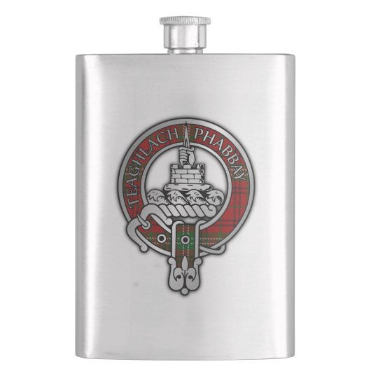 Clan Morrison Wappen & Tartan-Flasche Flachmann (Vorderseite)