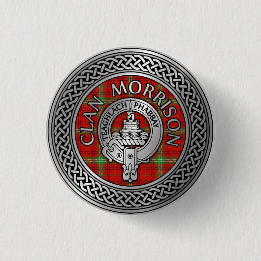 Clan Morrison Wappen & Tartan Knot Button (Vorderseite)