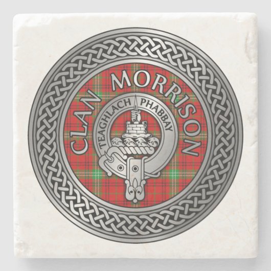 Clan Morrison Wappen & Tartan Knot Stone Untersetz Steinuntersetzer (Vorderseite)
