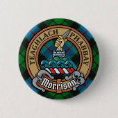 Clan Morrison Wappen über die Jagd auf Tartan Button (Vorderseite)