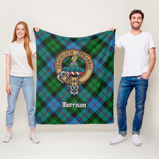 Clan Morrison Wappen über die Jagd auf Tartan Fleecedecke (Beispiel)
