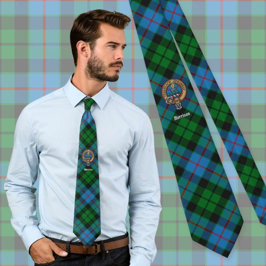 Clan Morrison Wappen über die Jagd auf Tartan Krawatte