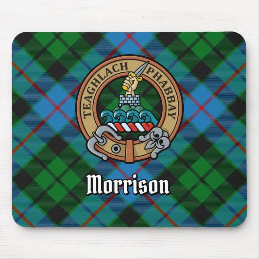 Clan Morrison Wappen über die Jagd auf Tartan Mousepad (Vorne)
