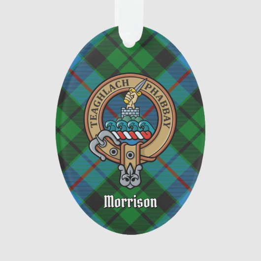 Clan Morrison Wappen über die Jagd Tartan Ornament (Vorderseite)