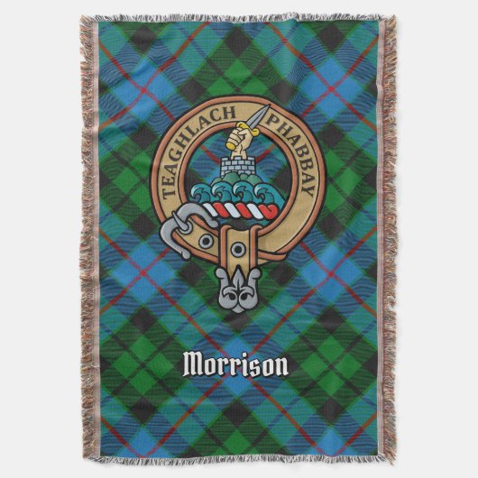 Clan Morrison Wappen über Jagdtartan Decke (Vorderseite Vertikal)