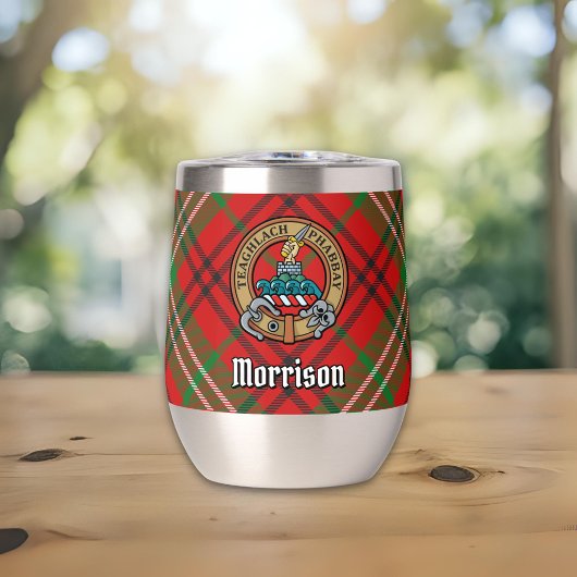 Clan Morrison Wappen über Red Tartan
