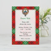 Clan Morrison Wappen über Red Tartan Einladung (Stehend Vorderseite)