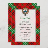 Clan Morrison Wappen über Red Tartan Einladung (Vorne/Hinten)
