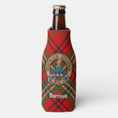 Clan Morrison Wappen über Red Tartan Flasche Coole Flaschenkühler (Flaschenvorderseite)