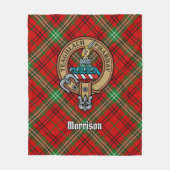 Clan Morrison Wappen über Red Tartan Fleecedecke (Vorderseite)