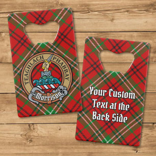 Clan Morrison Wappen über Red Tartan Geldbeutel Flaschenöffner