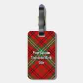 Clan Morrison Wappen über Red Tartan Gepäckanhänger (Rückseite vertikal)