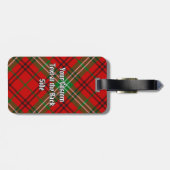 Clan Morrison Wappen über Red Tartan Gepäckanhänger (Rückseite horizontal)