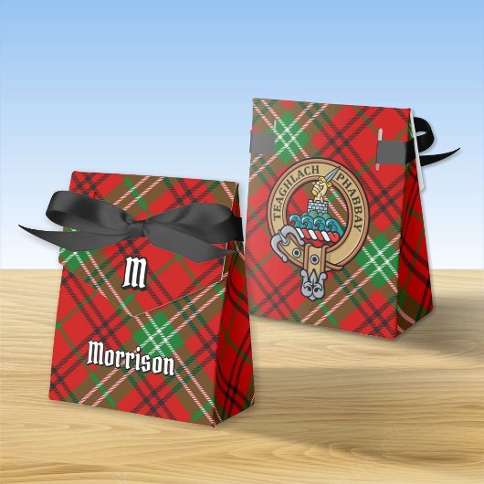 Clan Morrison Wappen über Red Tartan Gevor Box Geschenkschachtel