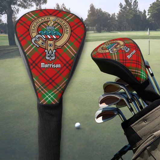 Clan Morrison Wappen über Red Tartan Golf Headcover