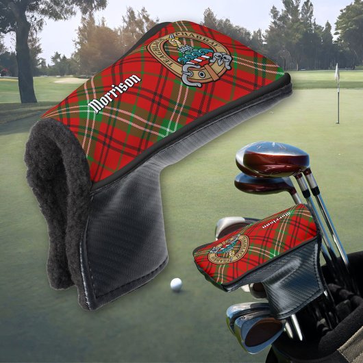 Clan Morrison Wappen über Red Tartan Golf Headcover