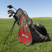 Clan Morrison Wappen über Red Tartan Golf Towel Golfhandtuch (Gras)