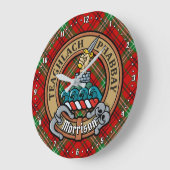 Clan Morrison Wappen über Red Tartan Große Wanduhr (Winkel)