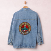 Clan Morrison Wappen über Red Tartan Jeansjacke (Hangar)