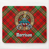 Clan Morrison Wappen über Red Tartan Mousepad (Vorne)