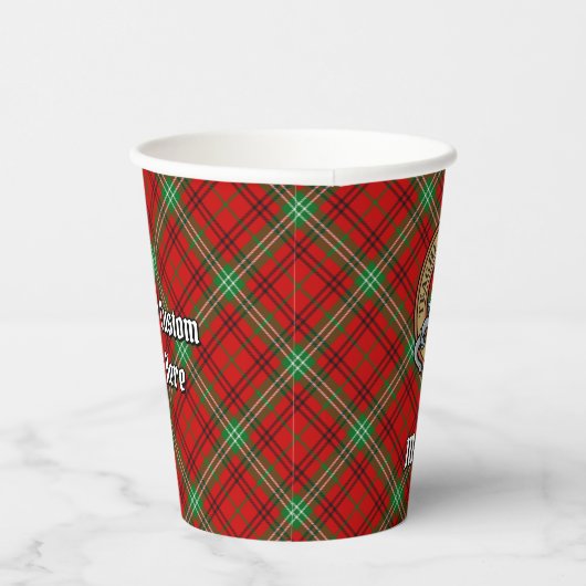 Clan Morrison Wappen über Red Tartan Paper Cups Pappbecher (Rechts)